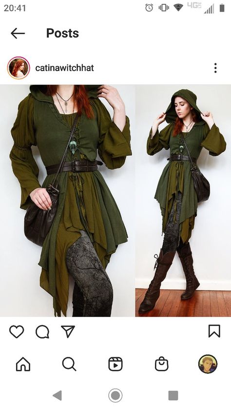 Druid Inspired Outfit, Dark Adventure Aesthetic Outfits, Renfaire Elf Outfit, Elfcore Aesthetic Outfits, Ren Faire Witch Fairy, Herbalist Costume, Casual Elf Outfit, Female Druid Cosplay, Modern Elf Outfit