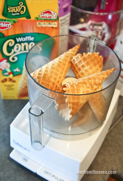 Waffle Cone Cheesecake Minis • Love From The Oven Ice Cream Cone Recipe, Strawberry Crunch Ice Cream, Strawberry Crunch Cheesecake Cones, Strawberry Shortcake Crumble, Cheesecake Minis, Cheesecake Cones, Ice Cream Cones Recipe, Strawberry Crunch Cheesecake, Crunch Cheesecake