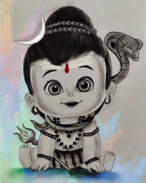 Shiv Shakti Drawing Sketch, Best Pencil Sketch Images, Cute Shiv Ji Drawing, Easy Face Drawing Sketches, Shiv Ji Art, Shiv Ji Sketch, Drawing Shiva, Baby Shiva, Pink Folder