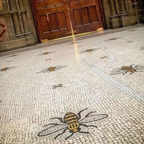 Floor Mosaic Artwork - Floor Mosaic Inlay - Floor Mosaic Tiles Manchester Town Hall, Manipura Chakra, I Love Bees, Mosaic Floor, Marble Flooring, Bee Inspired, Bee Mine, Bee Decor, Bee Art