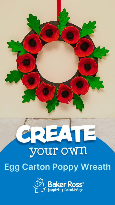 Hang this recycled egg carton poppy wreath on your door or in your home to honour and remember those who sacrificed their lives for our country. The Poppy symbolises their sacrifices and this easy-to-make wreath is a meaningful way to show gratitude and respect on Remembrance Day.

#rememberanceday #poppycrafts #upcycling Preschool Poppy Wreath, Remembrance Wreath For Kids, Remembrance Day Class Wreath, Poppy Flower Crafts For Kids, Poppy Craft Preschool, Poppy Wreath Diy, Remembrance Day Wreath For Kids, Poppy Wreath Craft Kids, Poppy Day Activities Eyfs