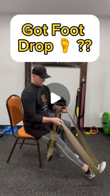 The MS Gym on Instagram: "SEATED DORSIFLEXION STRETCH   Two of main causes for foot drop is spasticity and flaccidity of the muscles in the back of your   lower leg.    Both of these causes can lead to too much plantarflexion (pointing of the toes).    An effective way to counteract plantarflexion is to do a dynamic mobilization of your ankle joint.    This can be done seated or standing. The key is to keep your foot planted and then BEND YOUR   KNEE.    As you do this, go slow, hold the stretch for a bit, and don’t worry about how far you can   stretch.    This drill can be practiced all day long any time you are seated in a chair.    This will help you counteract:  - Foot drop  - Ankle stiffness  - Pain in the ankle and knee  - Poor balance   Have fun! #movementismedicine #multiplesclero Foot Drop Exercises Muscle, Drop Foot Exercises, Ankle Dorsiflexion, Foot Drop Exercises, Muscles In The Back, Therapy Exercises, Foot Exercises, Physical Therapy Exercises, Ten Unit