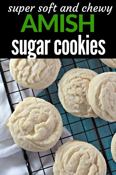 Soft, chewy, and perfect for dunking in milk, these Amish sugar cookies are full of vanilla sweetness! #cookies #sugarcookies #softcookes Amish Sugar Cookie Recipe, Amish Cookies, Easy Holiday Desserts Christmas, Holiday Desserts Thanksgiving, Chex Mix Recipes Original, Puppy Chow Chex Mix Recipe, Snickerdoodle Cookies Easy, Amish Sugar Cookies, Halloween Sugar Cookies Decorated