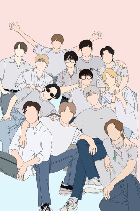 Say The Name Seventeen Logo, Seventeen Art Fanart, Seventeen Cartoon, Seventeen Fan Art, Seventeen Illustration, Kpop Actors, Seventeen Drawing, Svt Logo, Jeonghan Fanart