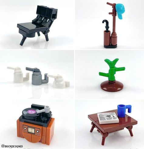 Lego Builds Instructions, Lego Living Room Furniture, Lego Things To Build Easy, Cute Lego House, Lego Mini Ideas, Lego Custom Builds, Diy Lego Builds, Easy Lego Creations With Instructions, Lego Furniture Instructions