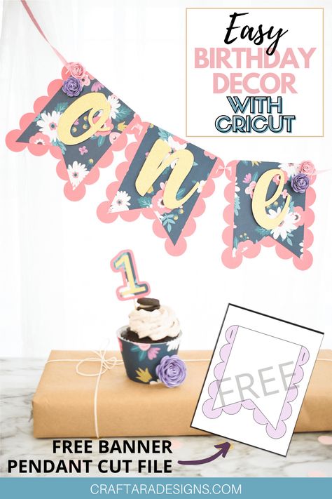 Simple birthday decor with Cricut Simple Birthday Decor, Banner With Cricut, Free Birthday Banner, Diy Birthday Banner, Simple Birthday Party, Cricut Birthday, Step Design, Birthday Decorations Kids, Easy Birthday