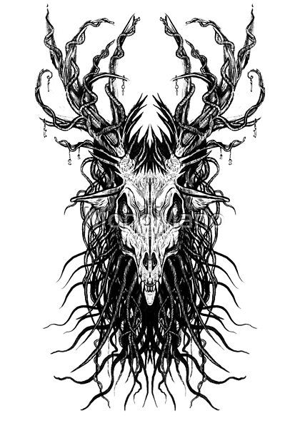 Wendigo Head Drawing, Wendigo Tattoo Ideas, Wendigo Art Drawing, Windego Art, Wendigo Art Dark, Wendigo Tattoo Design, Skinwalker Tattoo, Leshy Tattoo, Wendigo Drawings