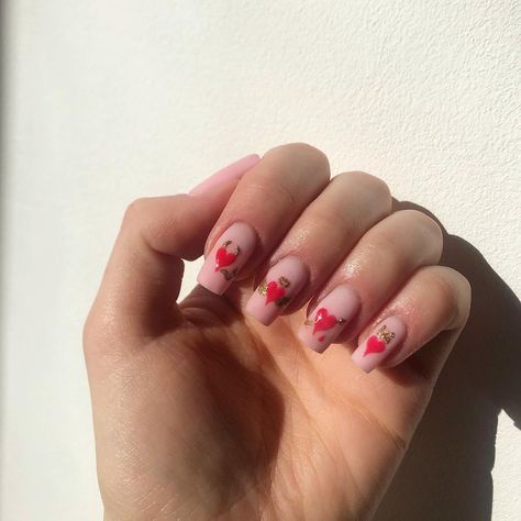 Devil Valentines Nails, Devil Nails Halloween, Devil Heart Nails, Devil Nails Designs, Cherub Nails Designs, Cherub Nails, Angel Nail Art, Devil Nails, Angel Vs Devil