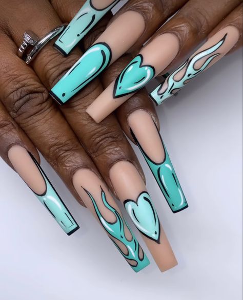 Plavi Nokti, Edc Nails Designs, Edc Nails, Baddie Nail Designs, Leather Jacket Design, Blue Diamond Nails, Nail Fall, Disney Acrylic Nails, Girls Nail Designs