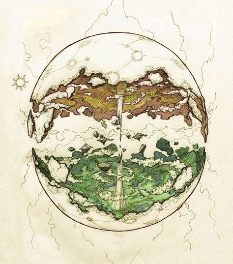 Fantasy Map World Concept Art, Worlds Drawing, Fantasy World Concept, Worldbuilding Concept Art, Ring World Concept Art, Heaven Concept Art, World Concept Art, World Ideas, World Map Concept Art