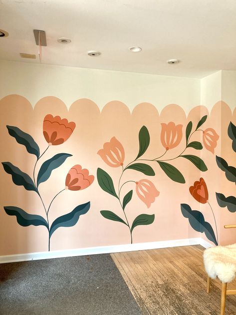 Gallery — Anne Meredith Design Wall Murals Ideas Bedroom, Handpainted Nursery Wall, Bedroom Wall Art Ideas Paint, Paint Your Own Wall Mural, Wall Mural Idea, Flower Bedroom Mural, Wall Mural Indoor, Room Mural Ideas Aesthetic, Mural Art Flowers