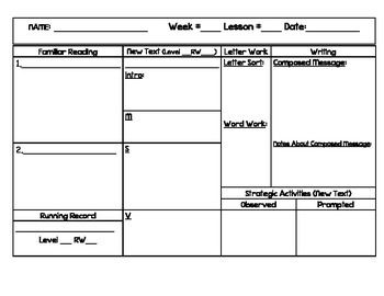 Reading Recovery Daily Lesson Plan Form Read Write Inc, Reading Interventionist, Running Records, Story Retelling, Literacy Coach, Literacy Intervention, Letter Sort, Planning Sheet, Reading Recovery