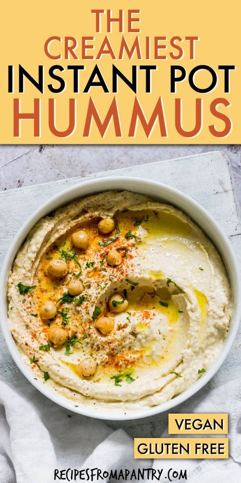 Flavored Hummus Recipe Homemade, Plant Based Instant Pot Recipes, Instant Pot Mediterranean Recipes, Instapot Chickpeas No Soak, Homemade Hummus Recipe Healthy, Chickpeas Instant Pot, Instant Pot Chickpeas Soaked, No Garlic Hummus Recipe, Easy Homemade Hummus Recipe