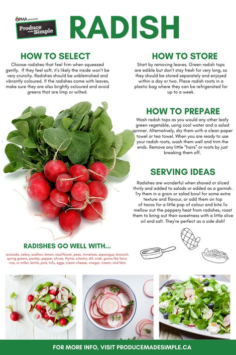 How to select, store, and prepare radishes. Carrots Recipe Healthy, Health Benefits Of Radishes, Baking Chart, Food Benefits, Food Fest, Carrots Recipe, Radish Recipes, Adrenal Health, Food Pairing