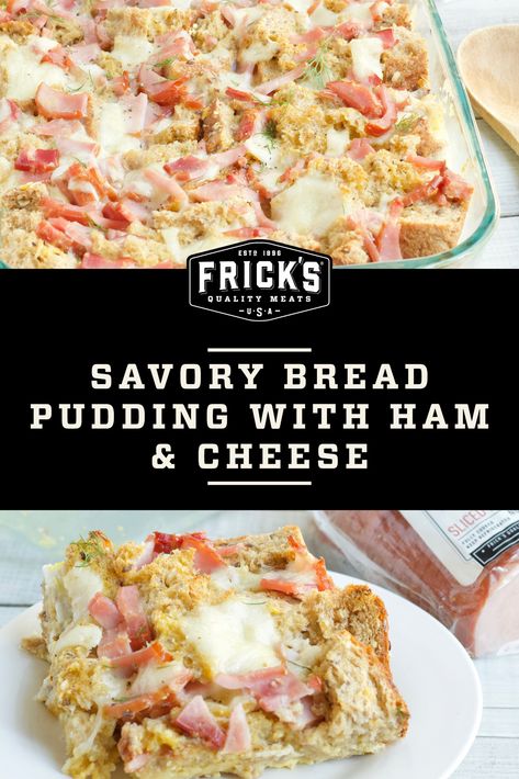 Savory Bread Pudding With Ham & Cheese Ham And Cheese Bread Pudding, Savory Bread Pudding, Bread Pudding Easy, Savory Bread Puddings, Onion Bread, Savory Dinner, Savory Bread, Bread Pudding Recipe, Ham Cheese