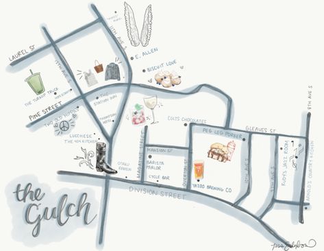 As Nashville grows, so do its neighborhoods. To keep you in the loop and up to date, we share today's neighborhood guide of The Gulch! Illustration: Tess Erlenborn Nashville Neighborhoods Map, Nashville The Gulch, The Gulch Nashville, Nashville Gulch, Nashville 2023, Nashville Vibes, Nashville Map, Nashville Travel, Nashville Vacation