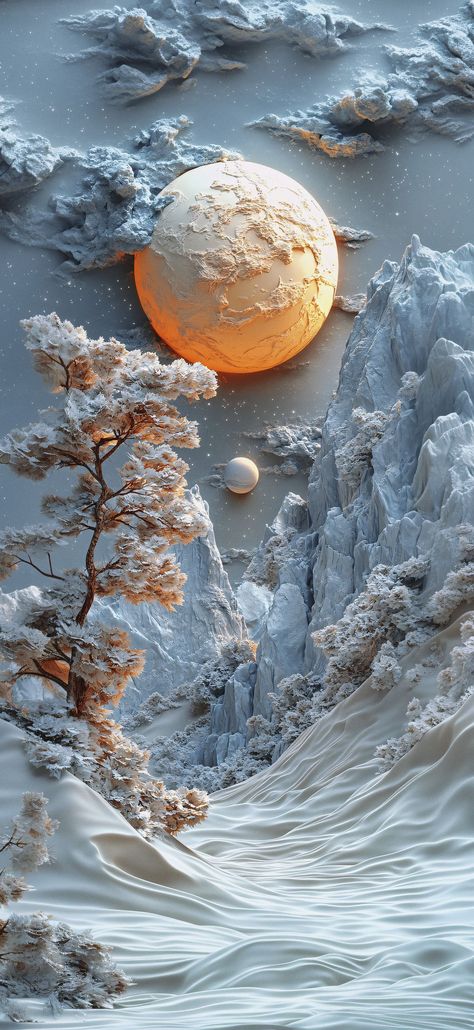 Wallpapers Moon, Colorful Art Paintings, Tree Texture, Landscape Wallpapers, رسم كاريكاتير, Snow Mountains, Jesus Songs, Iphone Dynamic Wallpaper, Iphone Wallpaper Landscape