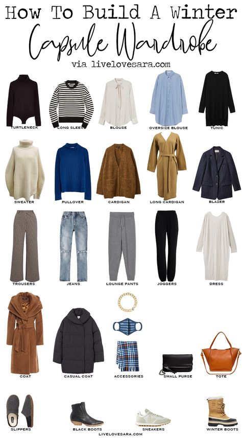 The Realistic 2020 Winter Capsule Wardrobe - livelovesara Capsules Wardrobe, Oversize Blouse, Simple Winter Outfits, Cardigan Blazer, Plaid Trousers, Turtleneck Bodysuit, Winter Capsule, Winter Capsule Wardrobe, Easy Winter Outfit