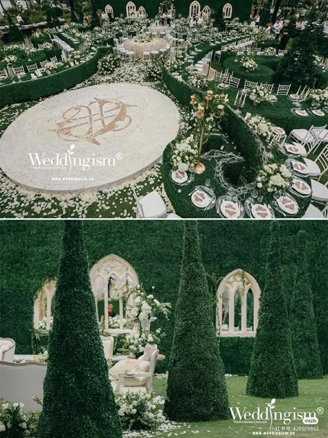 Ballroom Garden Wedding, Regal Wedding Theme, Dekor Nikahan, Royal Garden Wedding, Outdoor Aisle, Glamorous Wedding Venue, Florist Decor, Forest Wedding Decorations, Fairytale Wedding Decorations