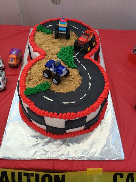 Blaze 3rd birthday cake Blaze 3rd Birthday Party Ideas, Blaze Third Birthday, Blaze And Monster Machine Cake, 3 Yr Birthday Party Ideas Boy, Blaze Cakes For Boys, Blaze Cake, Blaze Monster Truck Cake Ideas, Blaze Cake Ideas, Blaze Birthday Party Ideas