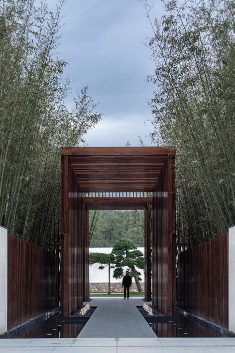 Landscape Design Park, Bamboo Entrance, Piscina Interior, Modern Landscape Design, Mountains Landscape, Architecture Concept Drawings, Landscape Architecture Design, Entrance Design, Patio Interior