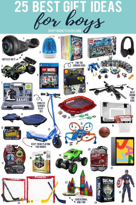 Looking for the best gift to give a boy this holiday season? Look no further! This list of the best gift ideas for boys is filled with the hottest gifts that they'll love. |happymoneysaver.com #gift #present #Christmas #boys #thoughtful #toys Gifts For 8 Year Boy, Best Gifts For Boys, Mobil Futuristik, Gifts For Teen Boys, Christmas Gifts For Boys, Lego Minecraft, Old Christmas, Lego Marvel, Best Toys