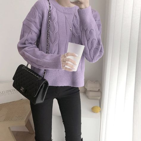 Light Academia Aesthetic Fashion, Soft Goth Fashion, Light Academia Aesthetic Outfit, Lavender Outfit, Academia Aesthetic Outfit, Minimalistic Outfits, Purple Outfit, Outfit Korean Style, Clothes Korean Style