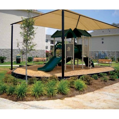 Playground Canopy Diy, Shaded Play Area Backyard, Playground Cover Ideas, Playground Shade Ideas, Covered Play Area, Outside Playground Ideas, Covered Playground, Dog Boarding Facility Ideas, Playground Shade