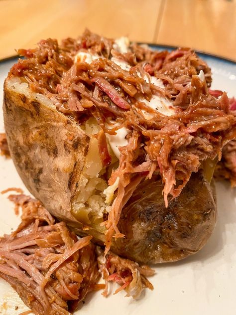 The Best Pulled Pork Baked Potato Recipe Pulled Pork Baked Potatoes, Pulled Pork Baked Potato Recipes, Pulled Pork Baked Potato, The Best Pulled Pork, Vinegar Bbq Sauce, Best Pulled Pork, Baked Potato Recipe, Baked Potato Recipes, Pulled Pork Recipes