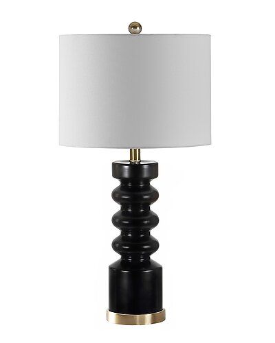 Safavieh Frayen Table Lamp / Gilt Brass Light Fixture, Table Lamp Black, Transitional Table Lamps, Industrial Table Lamp, Industrial Table, Outdoor Light Fixtures, Lamp Black, Black Table Lamps, Brass Lighting