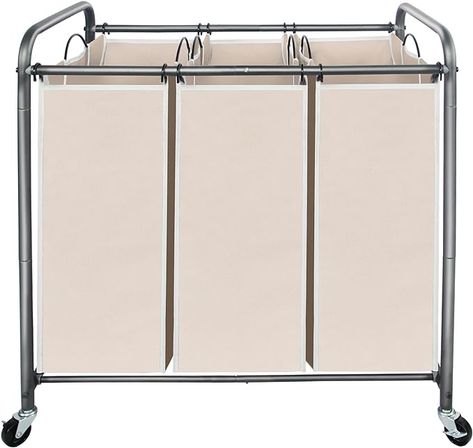 Amazon.com: STO STO Laundry Sorter 3 Section, 3 Bag Laundry Hamper, Rolling Laundry Cart, Laundry Basket with Heavy Duty Lockable Wheels and Removable Bag for Clothes Storage, Beige : Home & Kitchen Laundry Basket Clothes Storage, Rolling Laundry Cart, Bag For Clothes, Rolling Laundry Basket, Laundry Cart, Laundry Sorter, Clothes Storage, Laundry Hamper, Clothing Storage