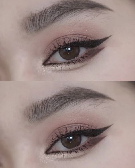 Smokey Eye Makeup Korean, Almond Eye Makeup Looks, Edgy Makeup Asian Eyes, Brown Eye Makeup Korean, Brown Eyeliner Korean Makeup, Korean Dark Eye Makeup Tutorial, Almond Eye Makeup, Ysl Makeup, Simple Makeup Tips