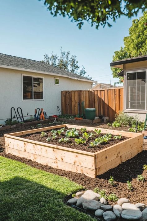 Want to grow your own veggies or flowers? This step-by-step guide will show you how to build a DIY raised garden bed for a productive and beautiful garden. 🏡✨ #RaisedGardenBed #DIYGardening #EcoFriendlyProjects #GrowYourOwnFood #SustainableLiving Diy Wooden Garden Bed, Grow Boxes Gardening, How To Make A Garden Bed, How To Build Raised Garden Beds, How To Build A Raised Garden Bed, Diy Backyard Garden, Wood Garden Beds, Cheap Raised Garden Beds, Diy Raised Garden Bed