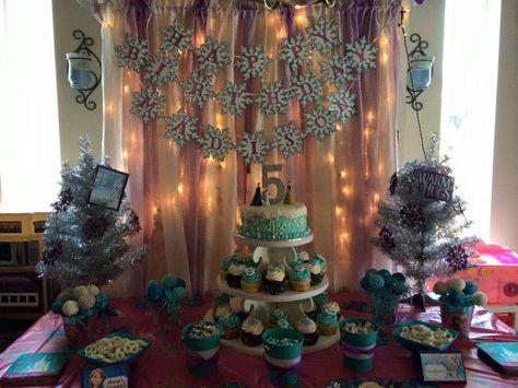 Madison's Frozen Fun Birthday | CatchMyParty.com Frozen Backdrop, Disney Birthday Party Ideas, Frozen Cupcakes, Frozen Bday Party, Disney Birthday Party, Disney Birthday, Frozen Disney, Frozen Birthday Party, Frozen Party