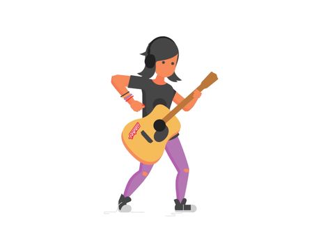 Rock girl - Amped by Jonathan Dahl #Design Popular #Dribbble #shots 2d Character Animation, Good Morning Hug, Frame By Frame Animation, Rock Girl, Music Illustration, Peace Illustration, Play Guitar, Motion Design Animation, Pixel Art Design