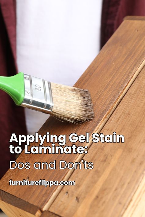 Explore the dos and don'ts of applying gel stain to laminate surfaces to ensure a smooth and professional-looking finish. Gel Stain Laminate Furniture, Stain Laminate Countertops, Gel Stain Over Laminate Furniture, Staining Laminate Furniture, How To Stain Laminate Furniture, Refinish Laminate Furniture, Gel Stain On Laminate Furniture, Gel Stain Over Stained Wood, Gel Stain Over Honey Oak Cabinets