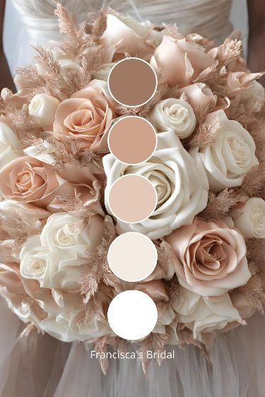 Wedding Themes Colors Colour Palettes, Wedding Colors For May Weddings, Blush Pink Gold White Color Palette Wedding, Champagne Wedding Colors Summer, White Peach Color Palette, Color Swatches For Wedding, August Themed Wedding, Colors For October Wedding, Pearl Pink Wedding Color Schemes