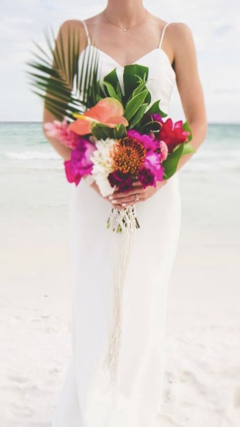 Tropical Beach Wedding Bouquet Small Tropical Bouquet, Tropical Wedding Theme Elegant, Wedding Bouquets Tropical, Beach Wedding Bouquet, Tropical Wedding Bouquets, Tropical Bouquet, Beach Wedding Ideas, Beach Wedding Decorations Reception, Tropical Beach Wedding