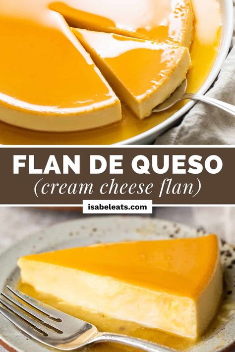 Flan De Queso Puerto Rico Recipes, Flan Puertorriqueño, Cream Cheese Flan Recipe, Puerto Rican Flan, Cheese Flan Recipe, Cheesecake Flan, Cream Cheese Flan, Cheese Flan, Flan Recipe Easy