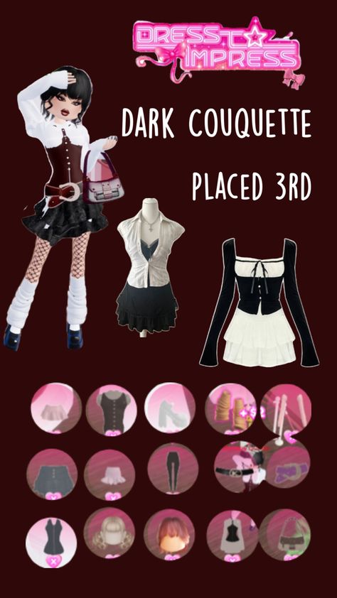 #coquette #darkcoquette #dresstoimpress #dresstoimpressoutfits #dti Dark Coquette, Dress To Impress, Clothes, Design