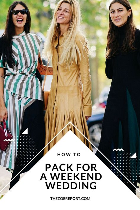 How To Pack For A Weekend Wedding Wedding Weekend Guest Outfits, Weekend Wedding Outfits, Wedding Guest Weekend Outfits, Weekend Wedding Packing List, Wedding Weekend Outfits Guest, 3 Day Weekend Packing List Summer, Wedding Guest Packing List, Weekend Packing List Summer, Wedding Weekend Outfits