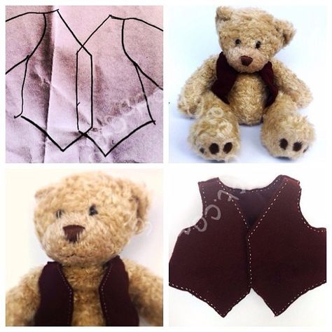 A Waistcoat for Nonno Bear (a Build-A-Bear pattern) www.hodgepodgecraft.com Build A Bear Clothes Pattern, Bear Clothing, Waistcoat Pattern, Diy Teddy Bear, Memory Bears Pattern, Build A Bear Outfits, Bear Patterns Free, Bear Clothes, First Sewing Projects