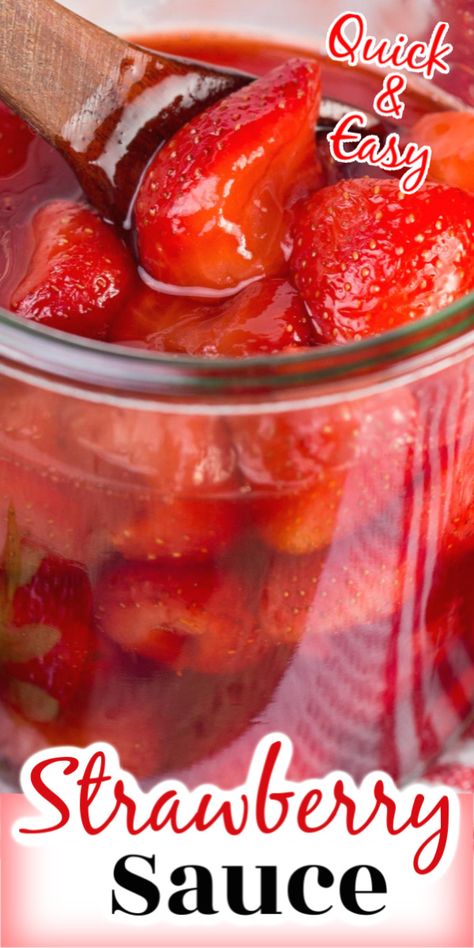 Make homemade strawberry sauce in 5 minutes with this delicious quick and easy recipe. Easy Strawberry Sauce, Strawberry Sauce Recipe, Cheesecake Topping, Cheesecake Pancakes, Homemade Strawberry Sauce, Cream Cheesecake, Cheesecake Toppings, Homemade Cheesecake, Fruit Toppings