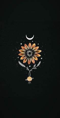 wallpaper Unique Minimalist Tattoo, Handy Wallpaper, Witchy Wallpaper, Sunflower Wallpaper, Celestial Art, Backgrounds Phone Wallpapers, Cute Patterns Wallpaper, Black Aesthetic Wallpaper, Iphone Background Wallpaper