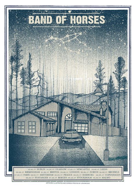 Band of Horses 2017 European Tour by Jon Mackay (2017) Band Of Horses Poster, Horses Poster, Band Of Horses, Gig Poster, Horse Posters, Poster Boys, Stavanger, Music Posters, Poster Collection