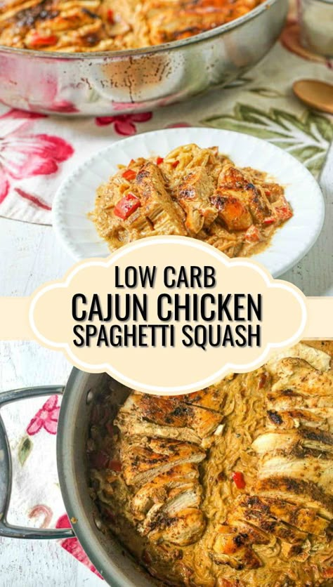 Cajun Chicken Spaghetti, Spaghetti Squash Skillet, Low Carb Cajun, Gluten Free Pasta Dishes, Spaghetti Squash Noodles, Cajun Pasta, Squash Pasta, Keto Beef Recipes, Chicken Spaghetti Squash