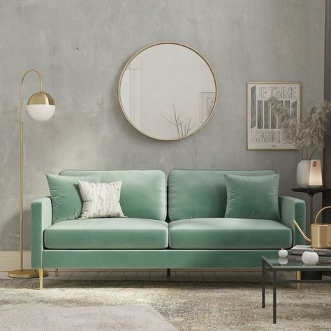 CosmoLiving by Cosmopolitan Highland Sofa & Reviews | Wayfair Chic Sofa, Green Couch, Cosmoliving By Cosmopolitan, Green Velvet Sofa, Apartment Sofa, Green Sofa, Ashley Furniture Homestore, Velvet Sofa, Ashley Furniture