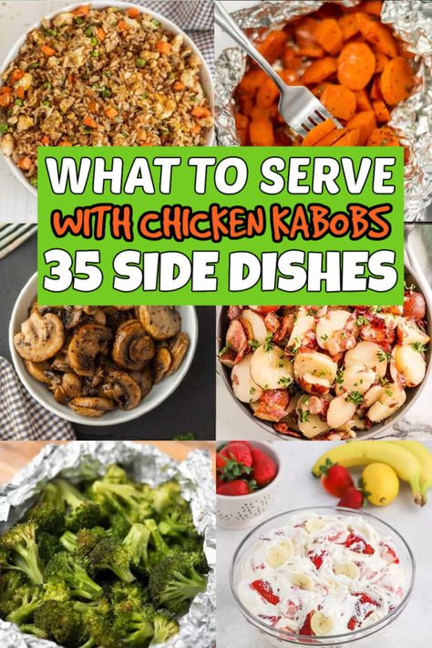 Knowing what to serve with chicken kabobs will make this dish a hundred times better. These 35 side dish recipes that pair well with kabobs. Summer BBQ will never be plain and boring with these delicious side dishes for kabobs. #grillonadime #whattoservechickenkabobs #chickenkabobssidedishes What To Serve With Chicken Kabobs, Chicken Skewer Sides, Chicken Skewers Side Dishes, Sides With Kabobs, Sides With Kabobs On The Grill, Side Dishes For Chicken Kabobs, Sides For Shish Kabobs, Chicken Kebab Side Dishes, Sides To Go With Kabobs