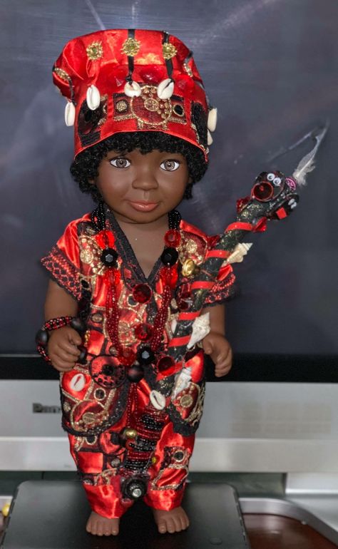 Eshu Orisha, Oba Orisha, Yoruba Orishas, Santeria Beads, Elegua Offering, African Mythology, Dogs And Kids, Spirit Dolls, Black Doll