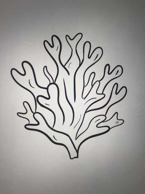 Sea Creature Line Art, Coral Line Art, Coral Drawing Simple, Coral Drawing, Basic Aesthetic, Sea Plants, Coral Art, Tree Mural, Vbs 2024